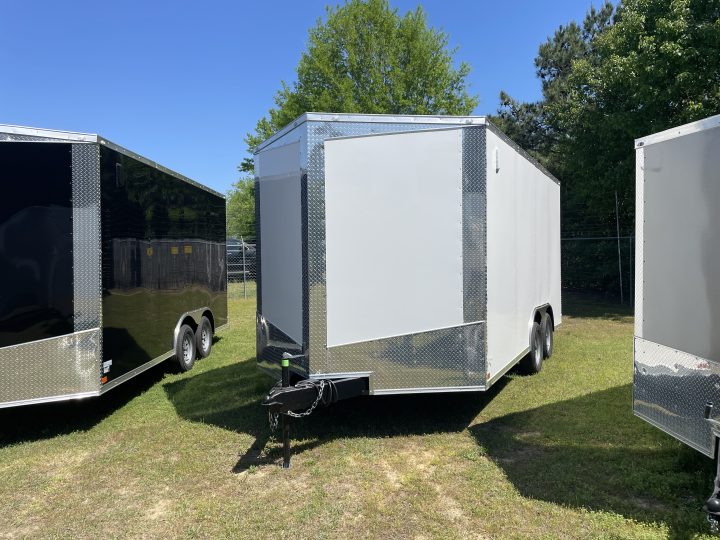 8.5x16 - White polycore - Ramp - 7'3" interior